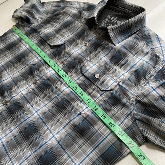 Kuhl Shirt Mens Small Eluxur Plaid Short Sleeve Button Hiking Outdoor Gorpcore - Picture 10 of 11